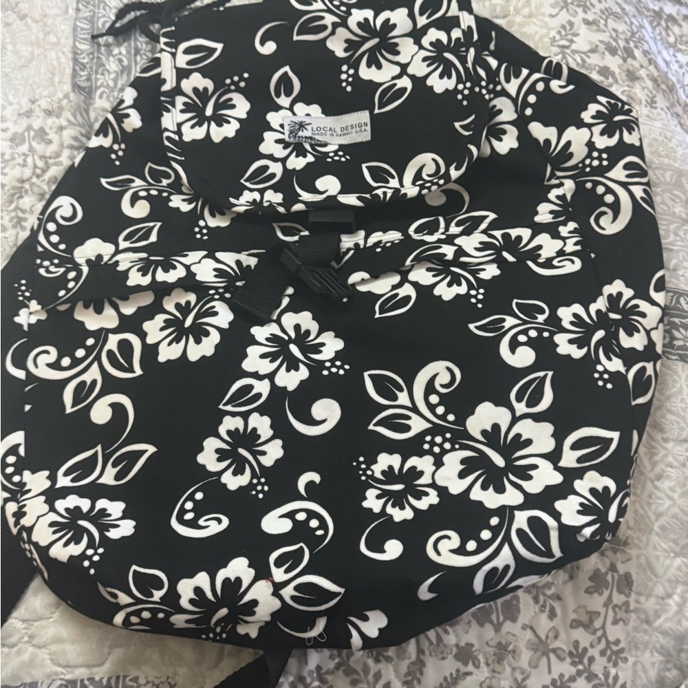 Black and White Floral Backpack